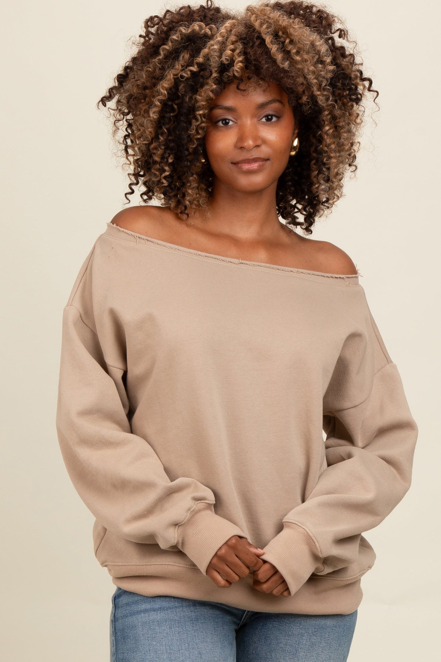 SXV solid off shoulder beige