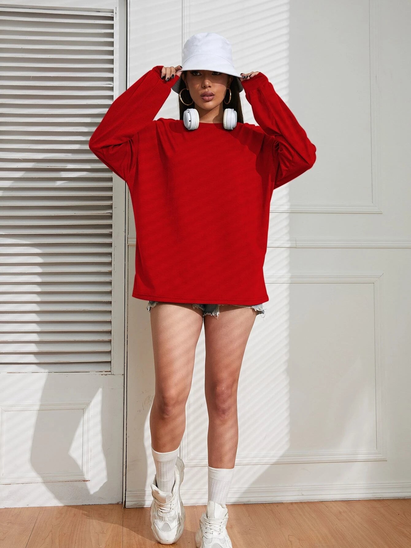 SXV 'PLAIN BLACK’ Aesthetic Drop Shoulder Long sleeves Oversized Baggy T-shirt