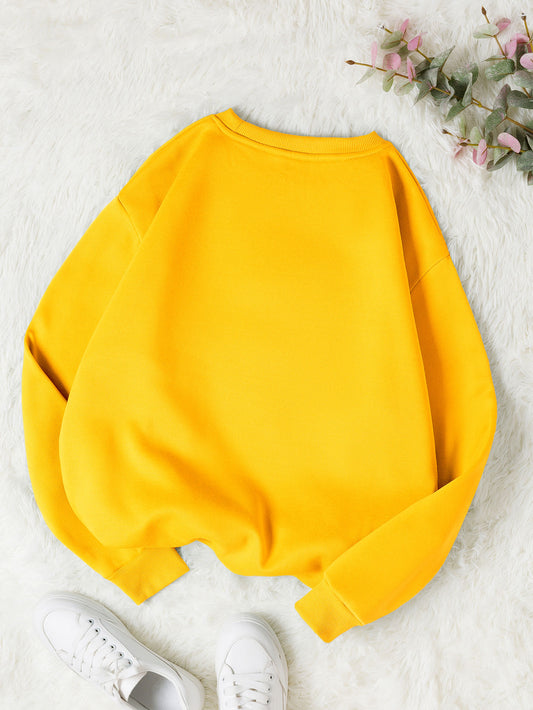 SXV Floral And Eyes Print Thermal Lined Sweatshirt,Long Sleeve Tops Fall Cloth For Women