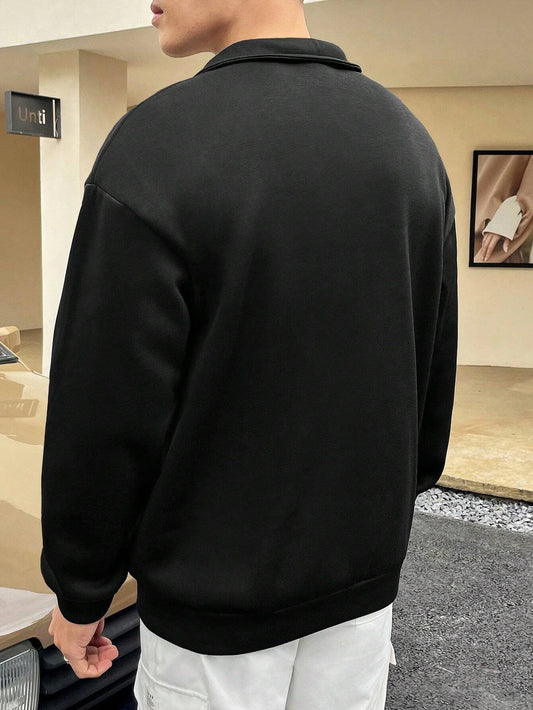 SXV STYLE MALIBU Printed Half Zipper Collared Sweatshirt for Men