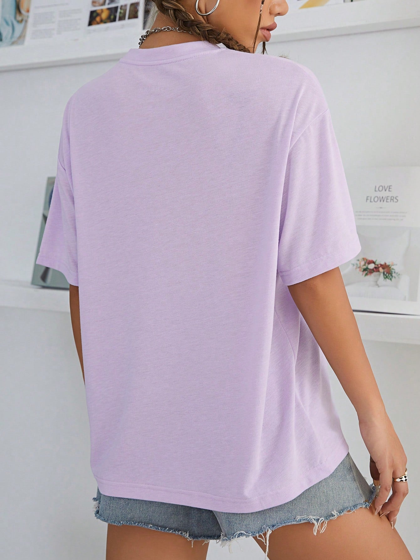 SXV Nashville music city Letter Print Cheongsam Pattern Round Neck Short Sleeve T-Shirt