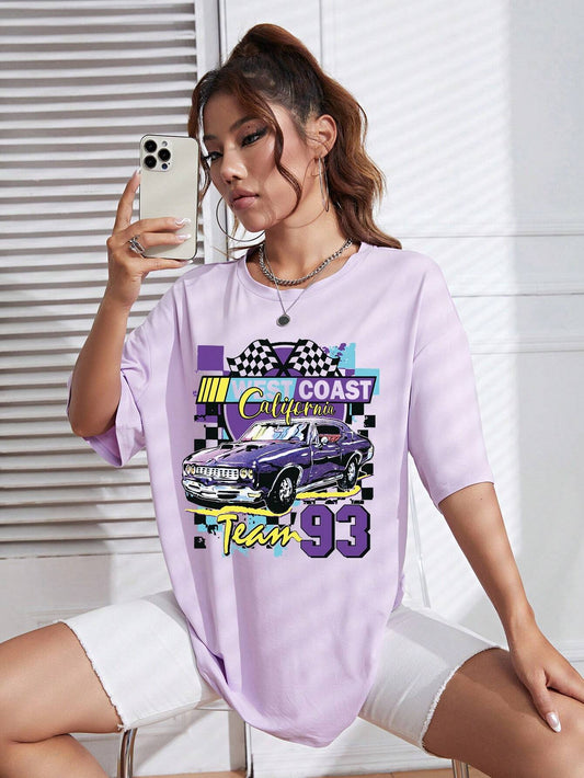 SXV 'TEAM93 Printed Cool Aesthetic Oversized Baggy T-shirt