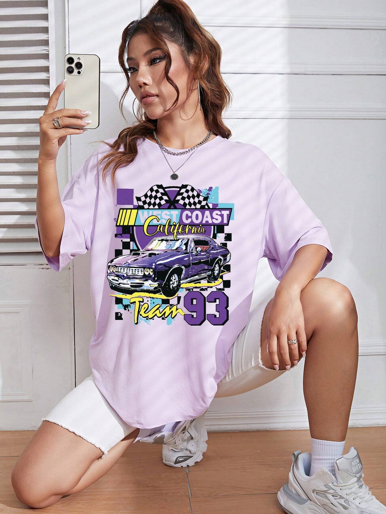 SXV 'TEAM93 Printed Cool Aesthetic Oversized Baggy T-shirt