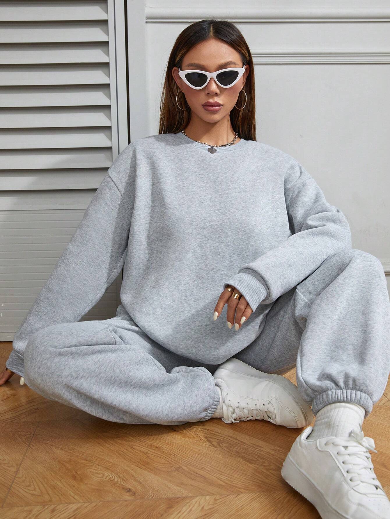 SXV solid sweatshirt and jogger combo