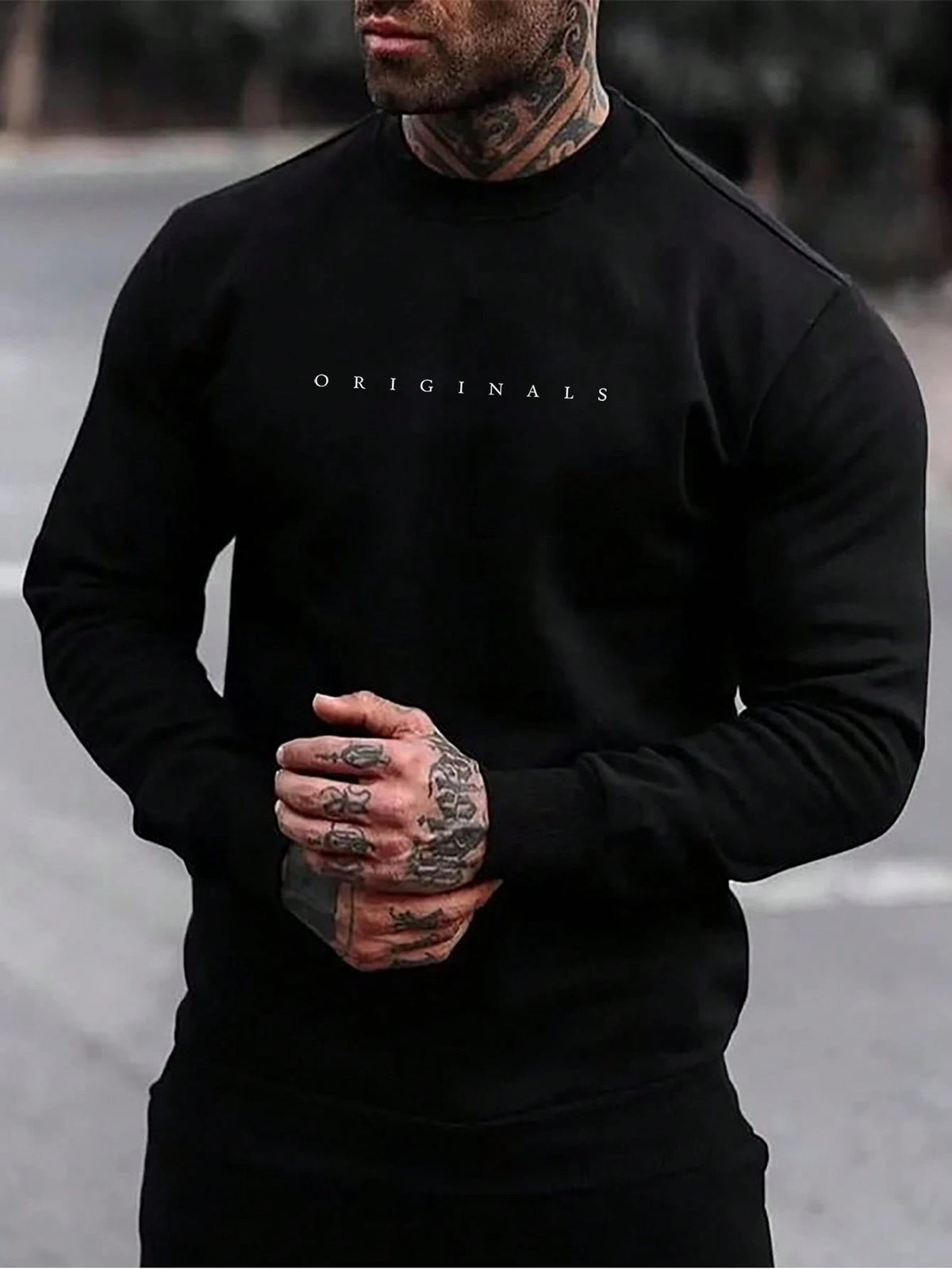 SXV Men's Letter Print Crew Neck Long Sleeve Casual Loose Fit Sweatshirt