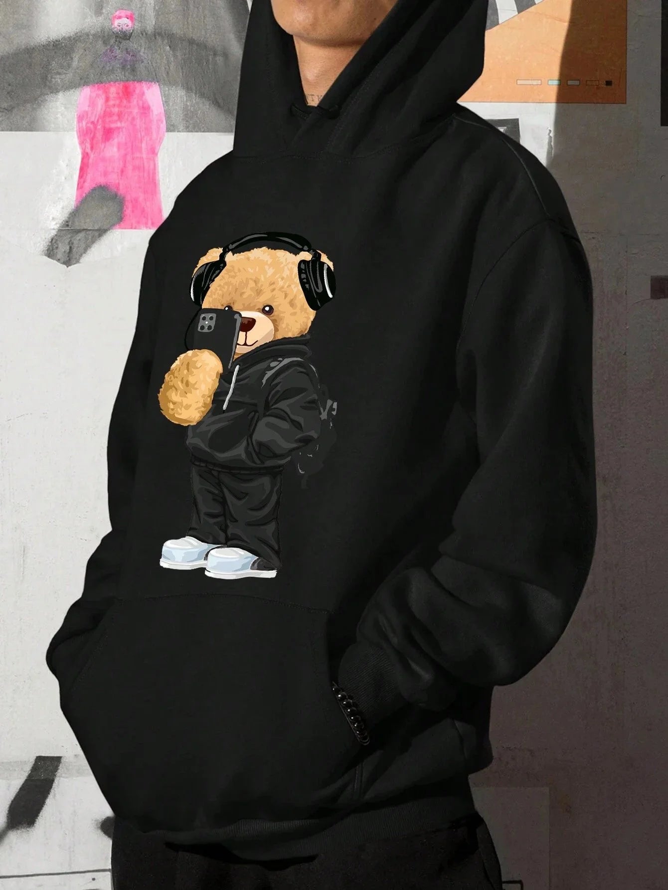 SXV 'bear selfie’ Printed Cool Aesthetic Sweatshirt Hoodie