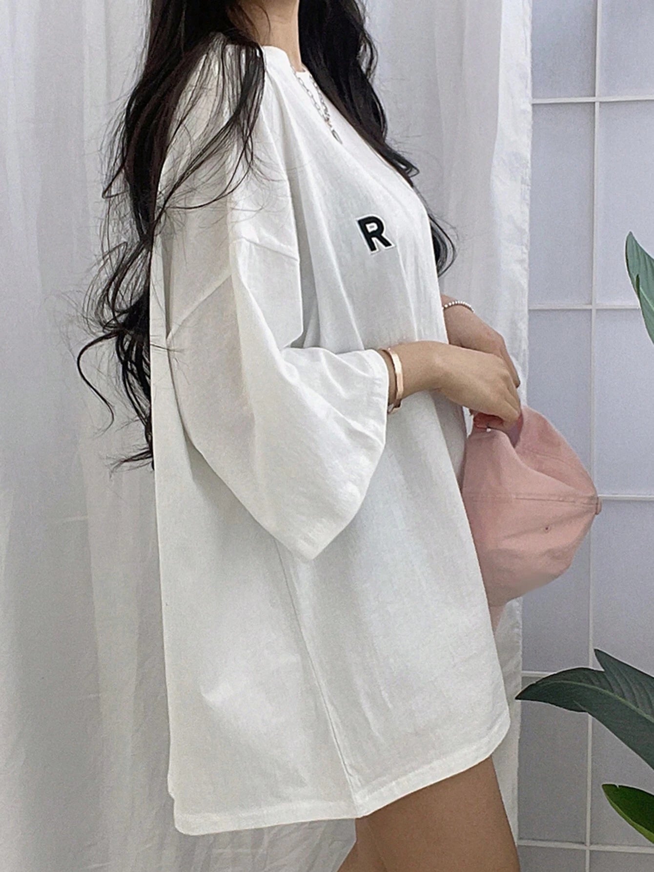 SXV CUSTOM Women'S Round Neck T-Shirt With Letter Print Oversized Tshirt