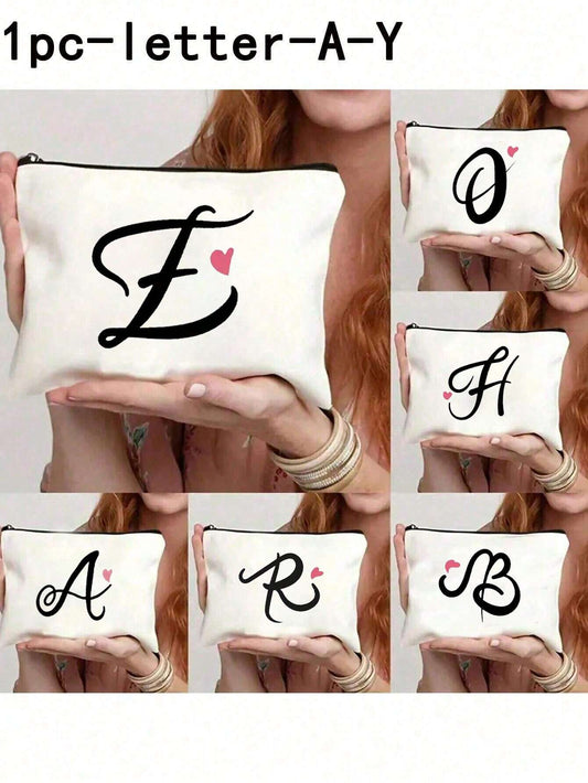 SXV Gift Heart Letter Pattern Toiletry Organizer Pouch Wedding Party Wash Bag,Portable Carry-On Storage Bag