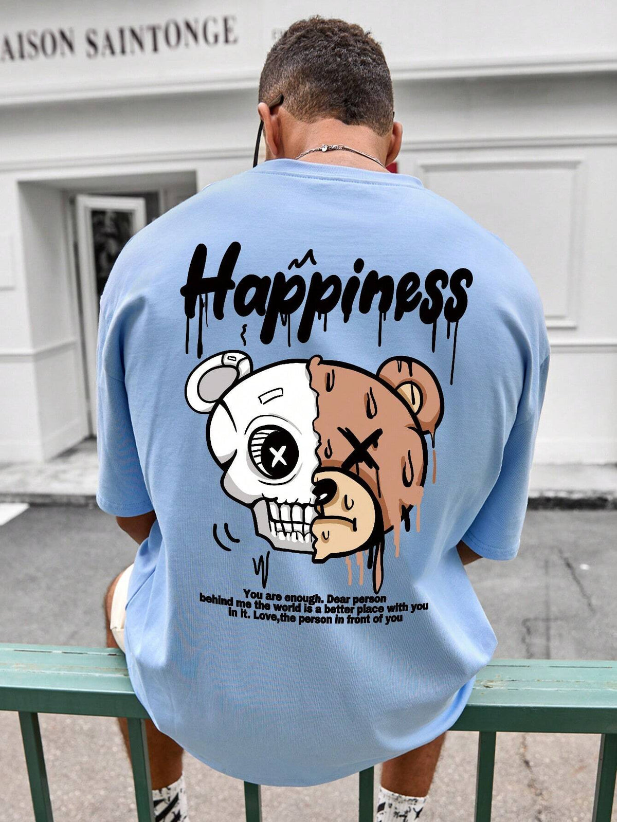 SXV 'Happiness’ Printed Cool Aesthetic Oversized Baggy T-shirt