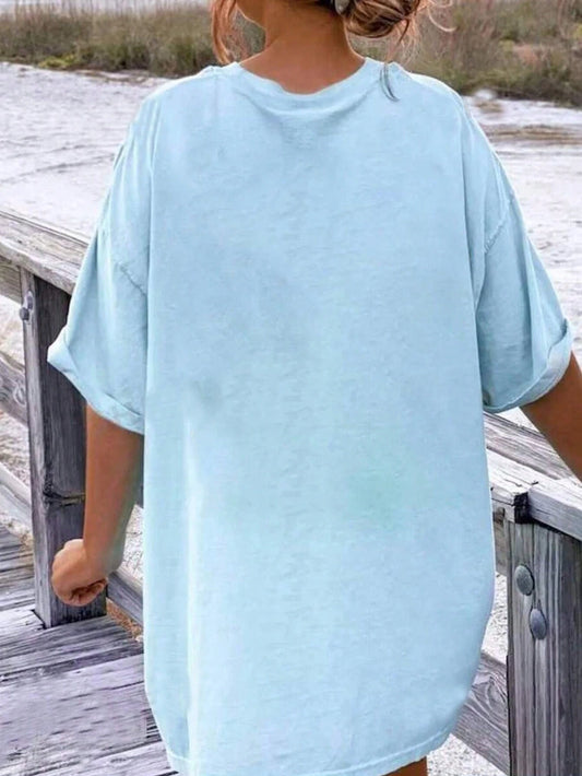 SXV Summer Loose Fit Duck Cartoon Printed Round Neck T-Shirt Graphic Tees Women Tops