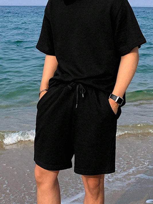 SXV black oversized tshirt with shorts coordset