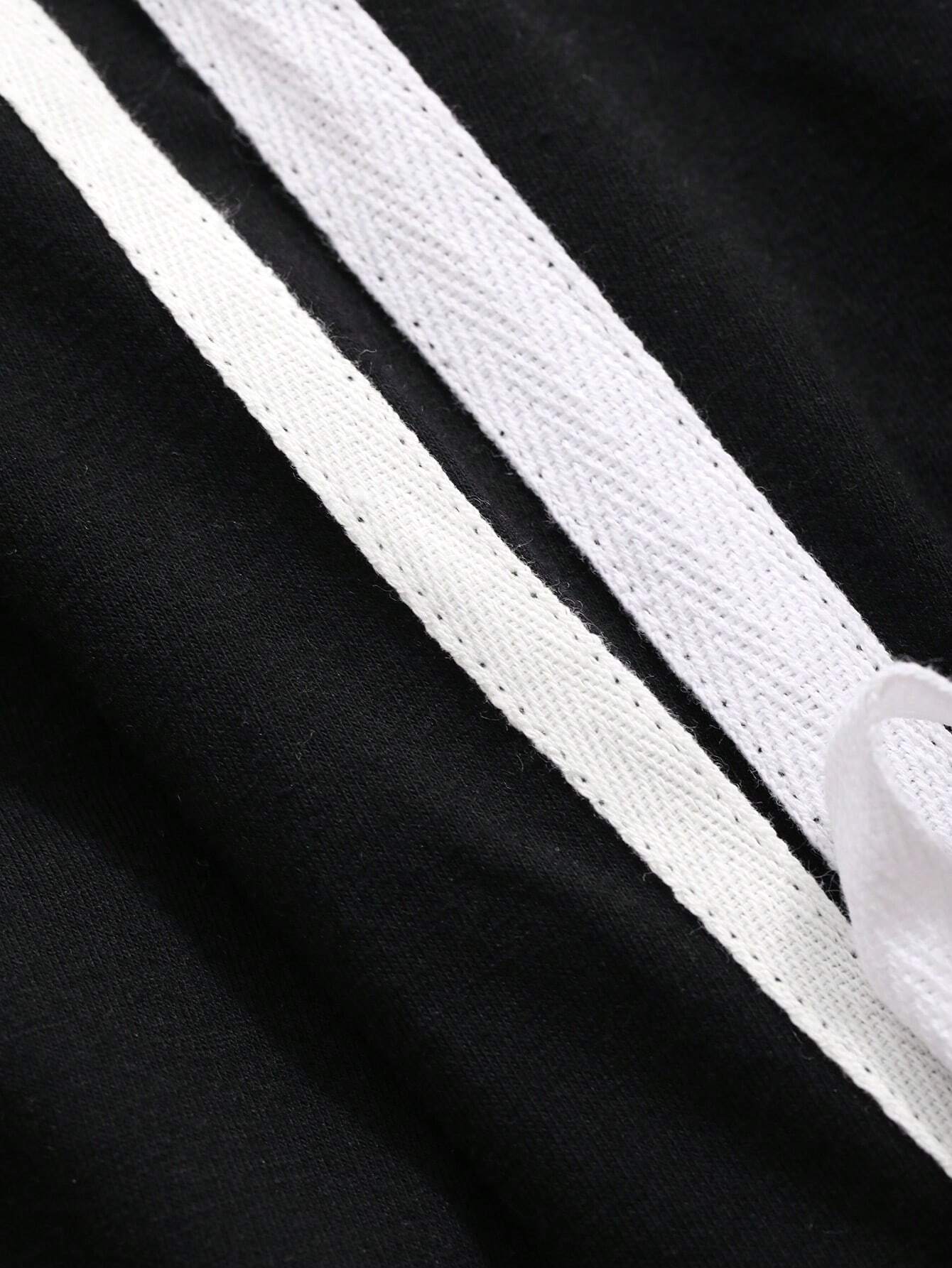 SXV Contrast Tape Knot Side Drop Shoulder Tee