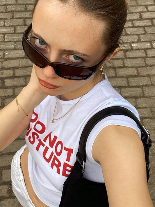 SXV Women Summer Slogan Printed Round Neck Short Sleeve Casual T-Shirt