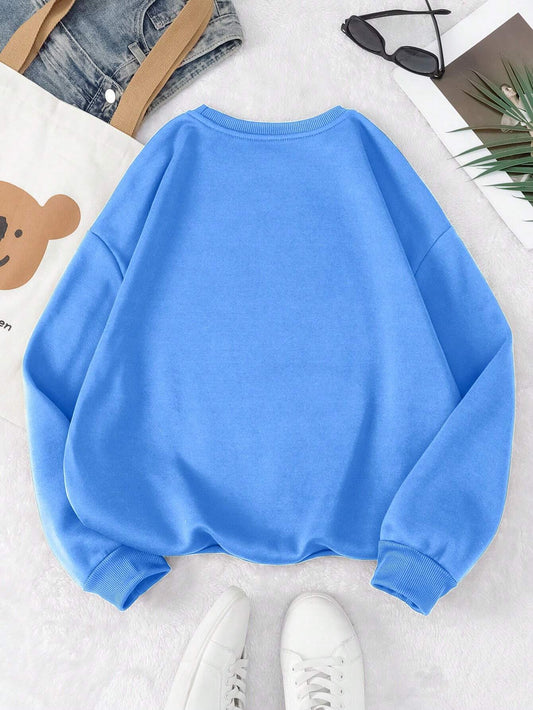 SXV Women's Casual Checkered Printed Fleece Sweatshirt