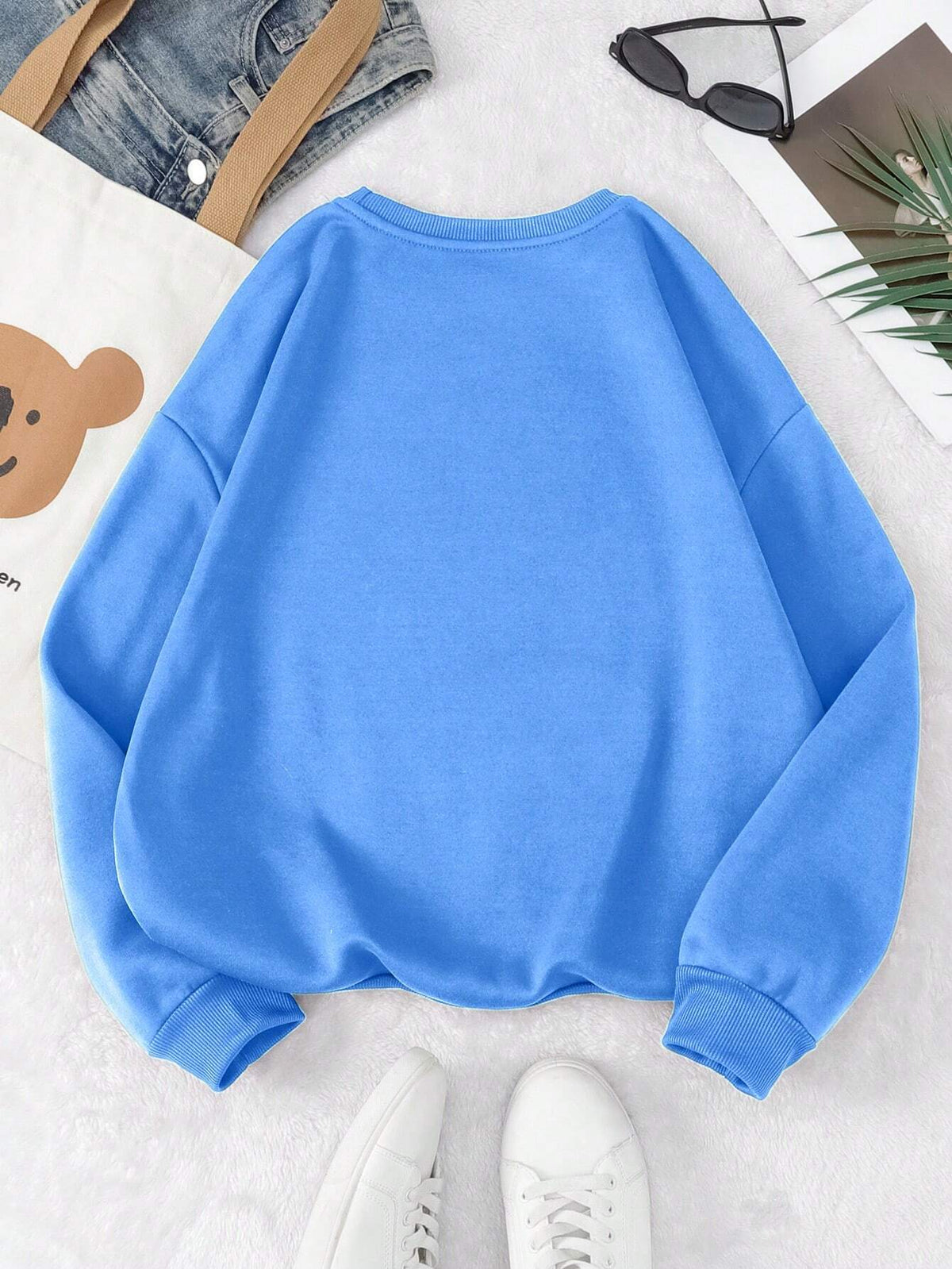 SXV Women's Casual Checkered Printed Fleece Sweatshirt