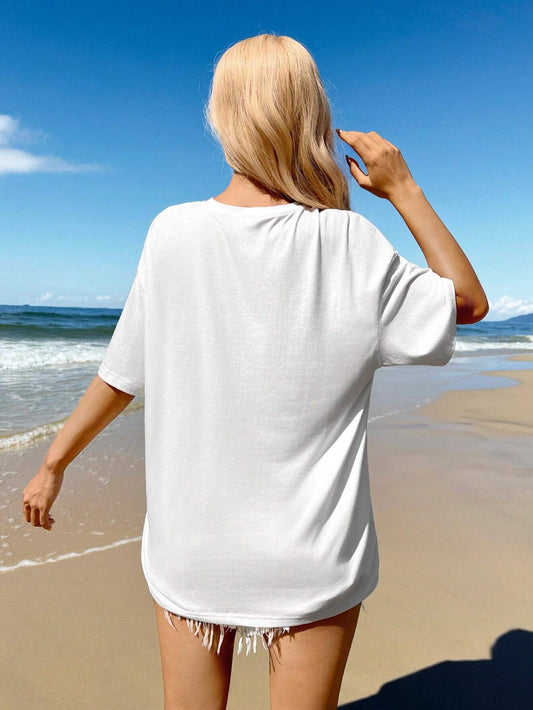 SXV 'Minimalist Flower’ Printed Cool Aesthetic Oversized Baggy T-shirt