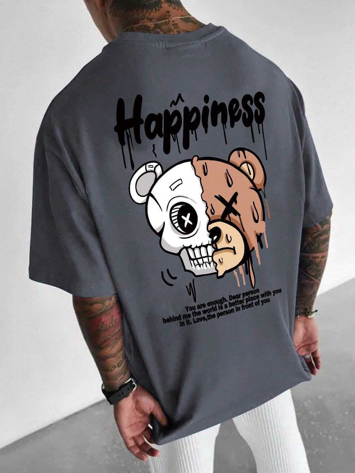 SXV 'Happiness’ Printed Cool Aesthetic Oversized Baggy T-shirt