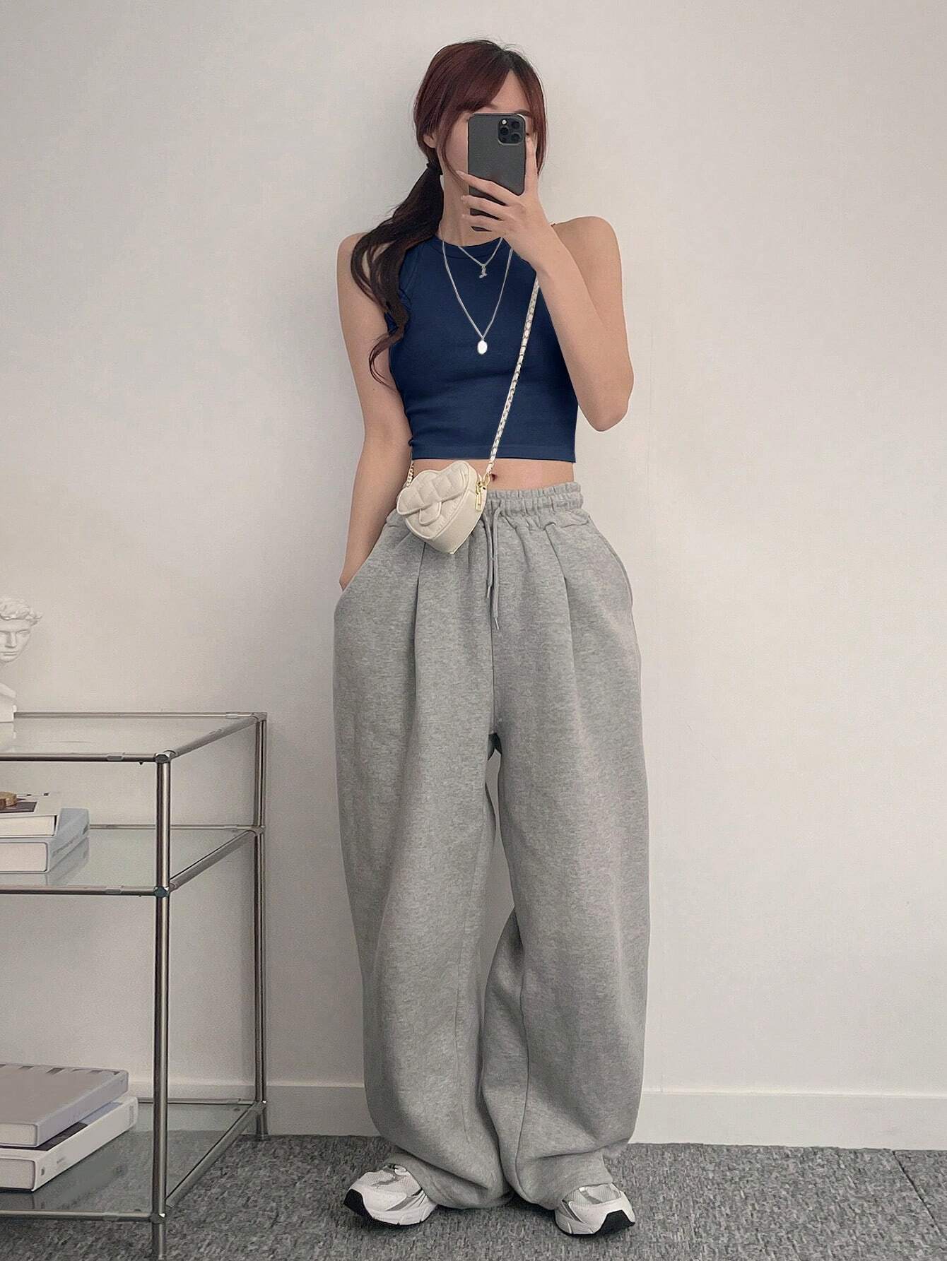 SXV Solid Navyblue Ribbed Tank Top