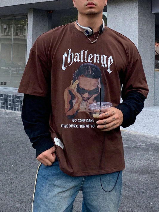 SXV challenge Men's Round Neck Letter Graphic Fashionable T-shirt