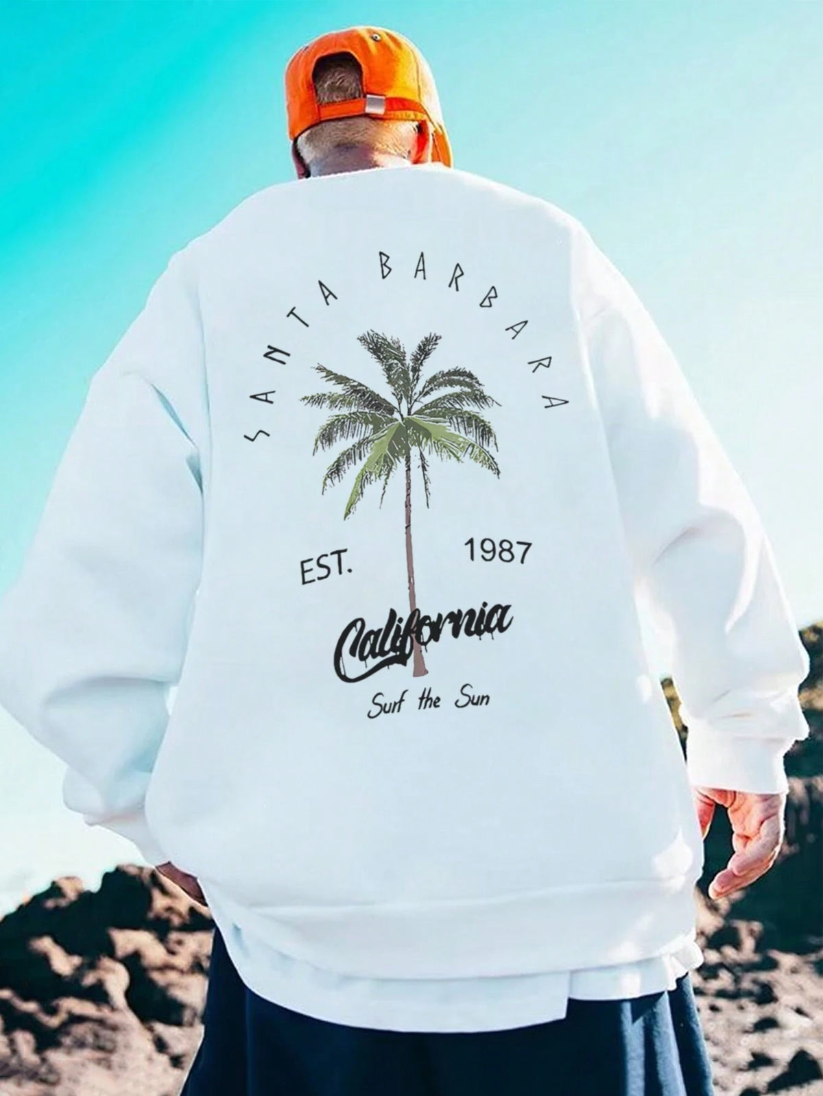 SXV 'SURF THE SUN’ Printed Cool Aesthetic Drop Shoulder Oversized Baggy Sweatshirt