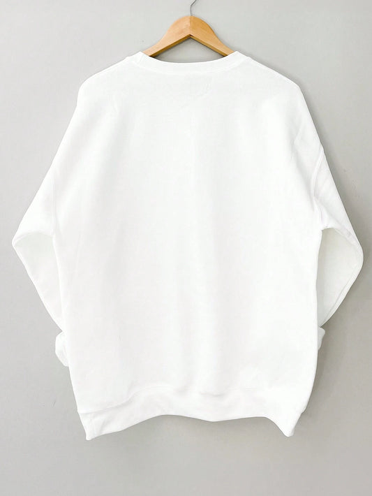 SXV Crew Neck Long Sleeve Bow Tie Print Casual Minimalist Top Pullover Fall Outfit