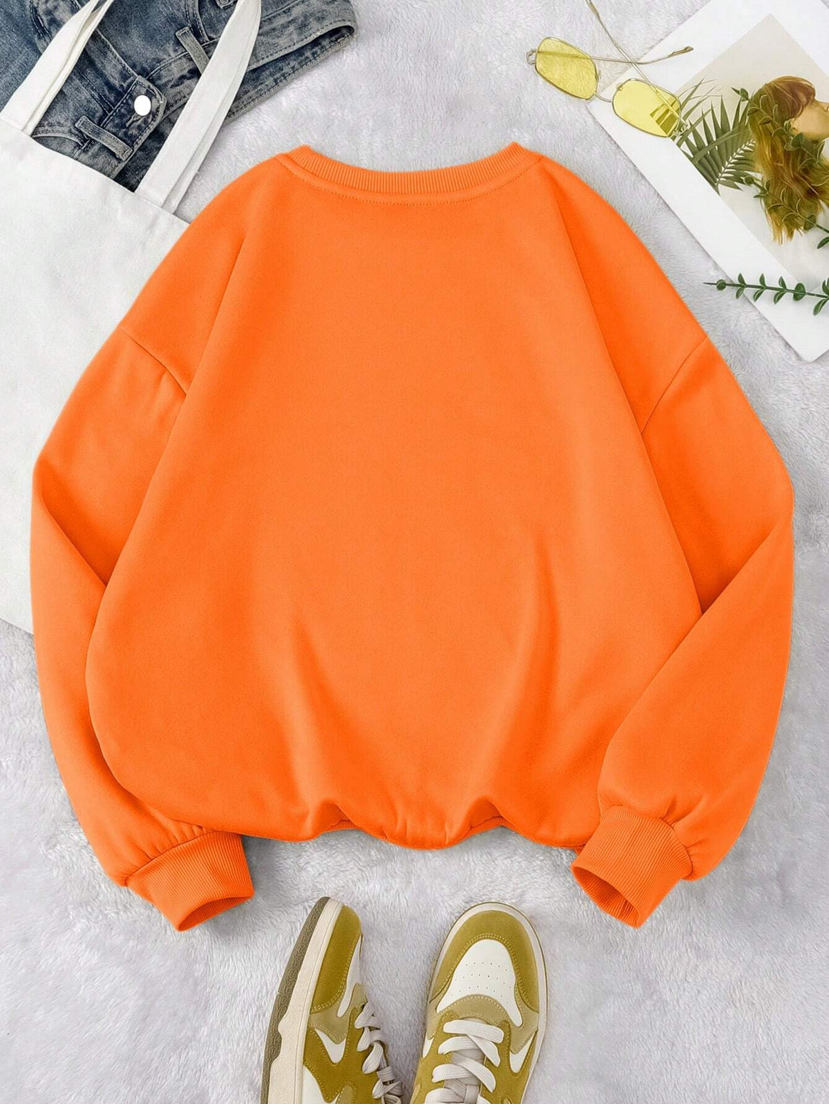 SXV Women's Casual Checkered Printed Fleece Sweatshirt