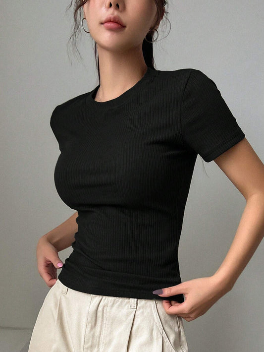 SXV Solid Color Slim Fit Women T-Shirt
