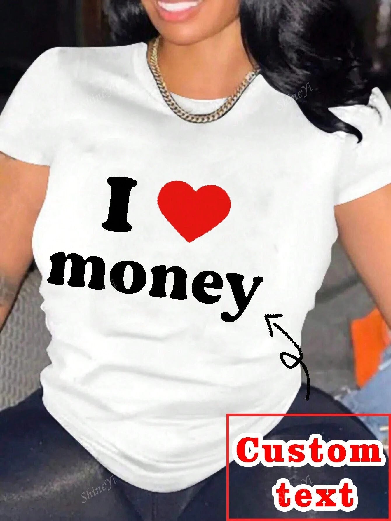 SXV 'I LOVE CUSTOM’ Printed Cool Aesthetic T-shirt