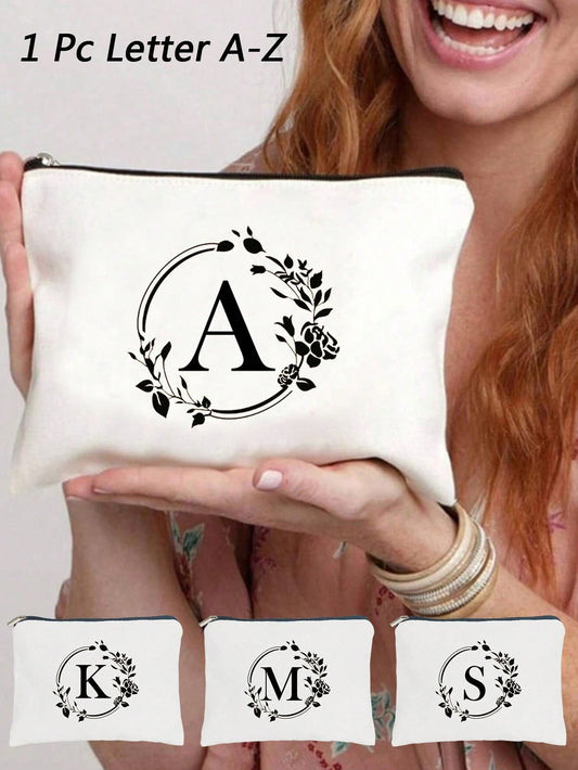 SXV Simple Storage Bag Wash Bag Canvas Makeup Bag Storage Bag Zip Around Wallet Versatile Lightweight Portable For Daily Commuter Bag For Travel Vacation