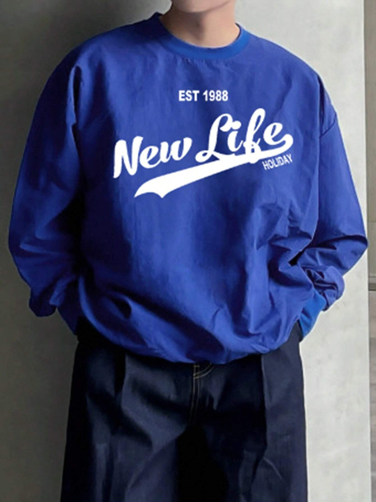 SXV NEW LIFE Men's Letter Print Pullover Sweatshirt, Autumn