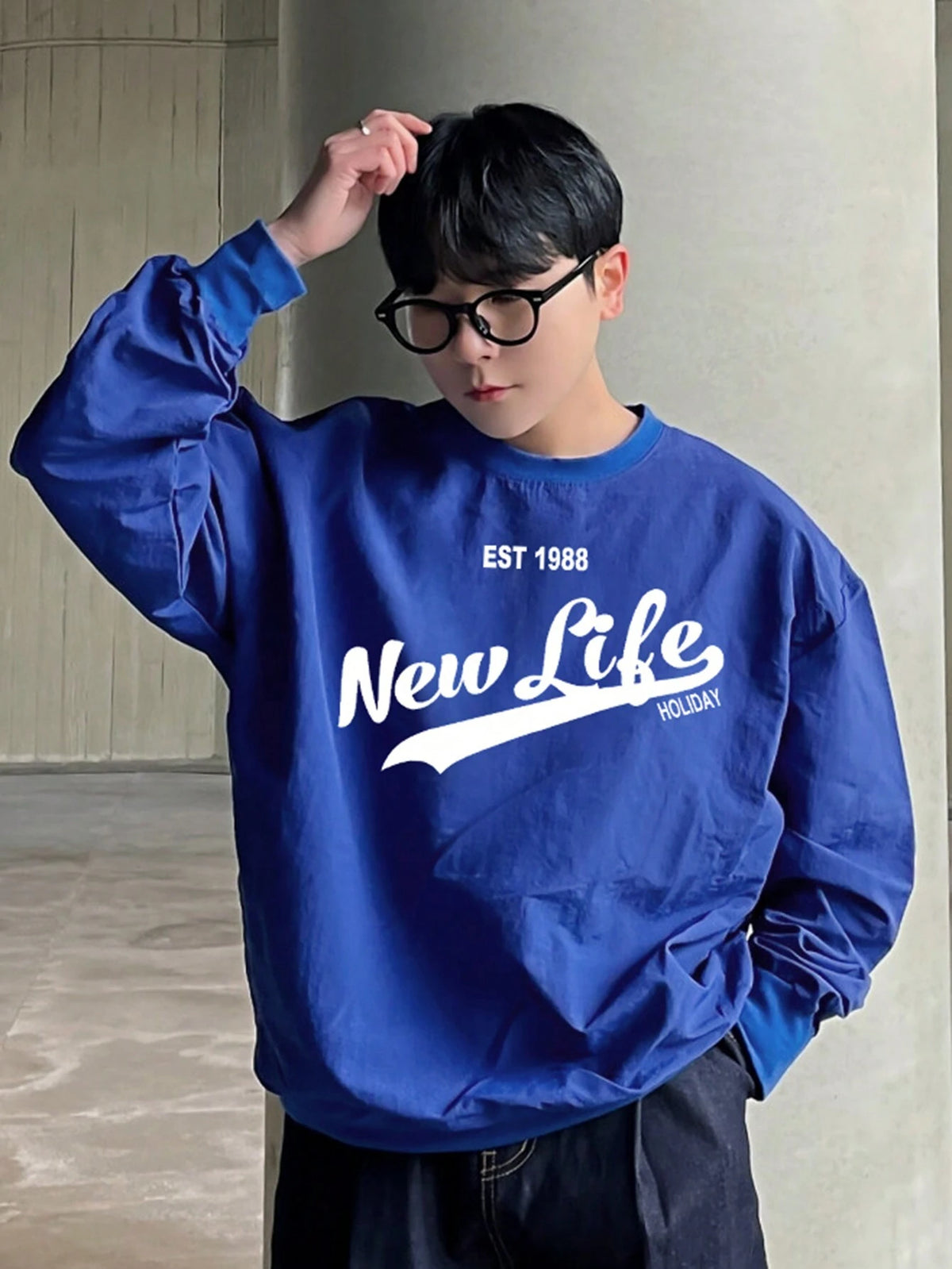 SXV NEW LIFE Men's Letter Print Pullover Sweatshirt, Autumn