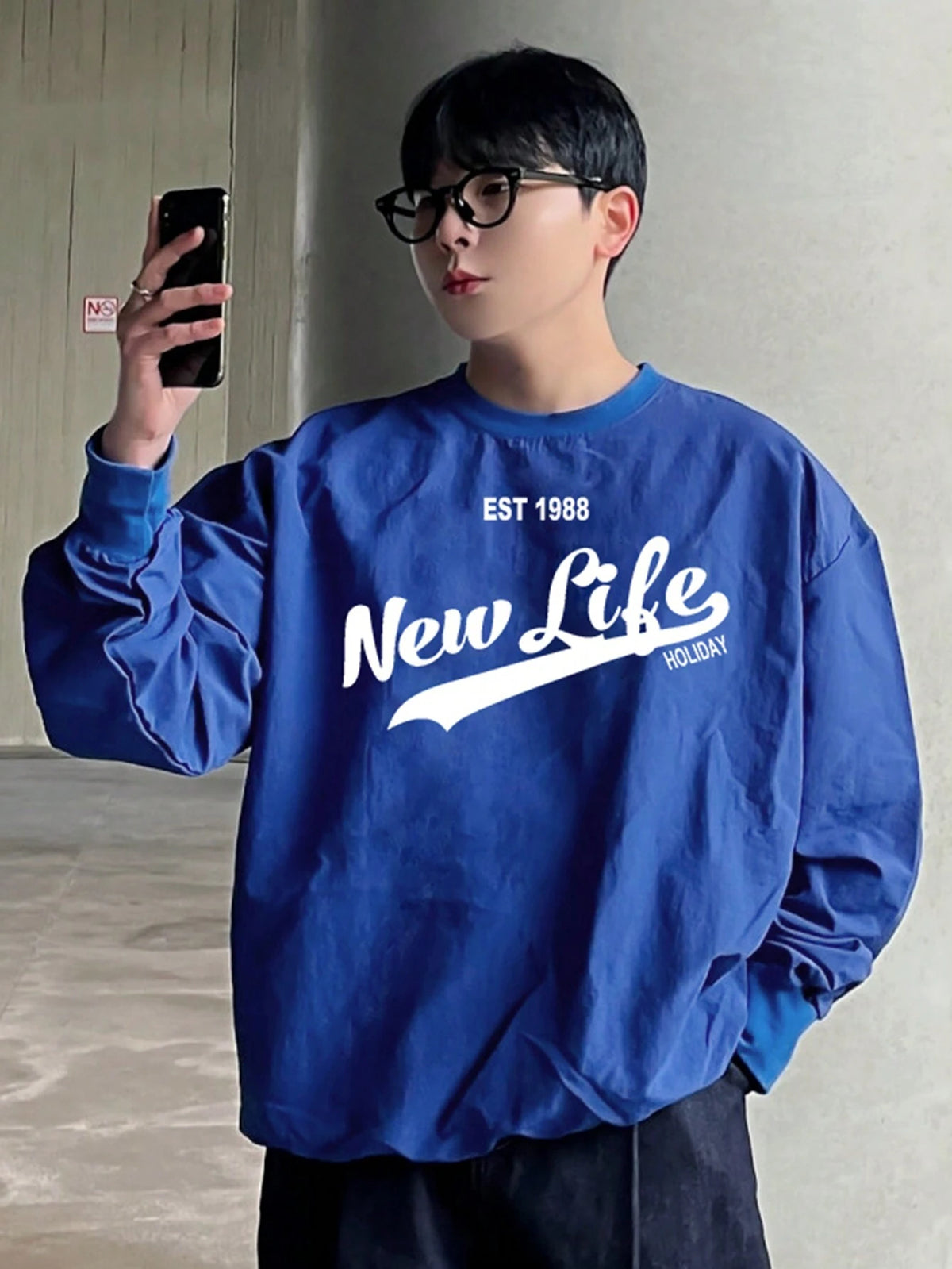 SXV NEW LIFE Men's Letter Print Pullover Sweatshirt, Autumn