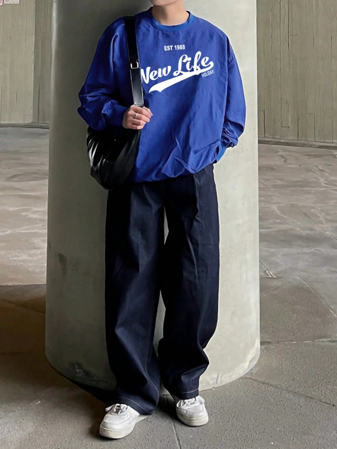 SXV NEW LIFE Men's Letter Print Pullover Sweatshirt, Autumn