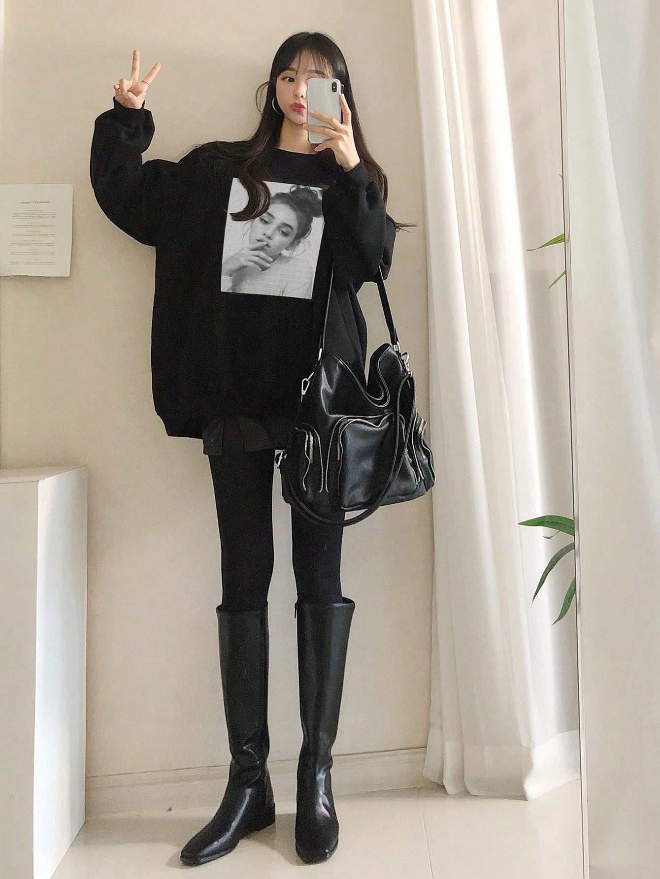 SXV Women Portrait Graphic Loose Fit Crew Neck Sweatshirt,Fall Clothes