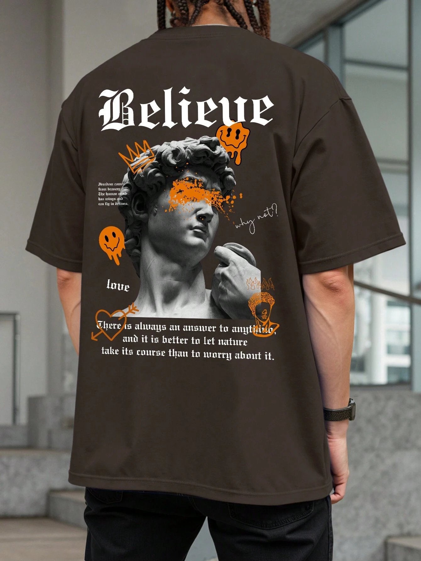 SXV 'believe' Printed Cool Aesthetic Oversized Baggy T-shirt