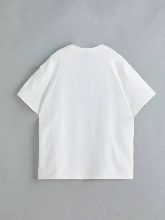 SXV Casual Simple Hip-Hop Fingerprint & Portrait Print Loose Round Neck Short Sleeve T-Shirt For Women