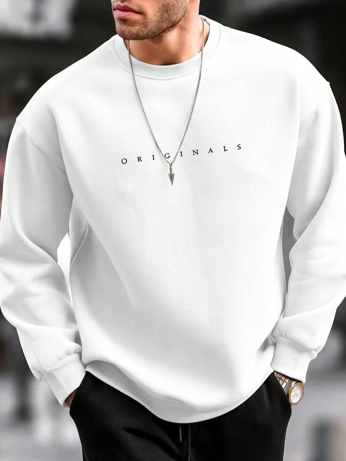 SXV Men's Letter Print Crew Neck Long Sleeve Casual Loose Fit Sweatshirt