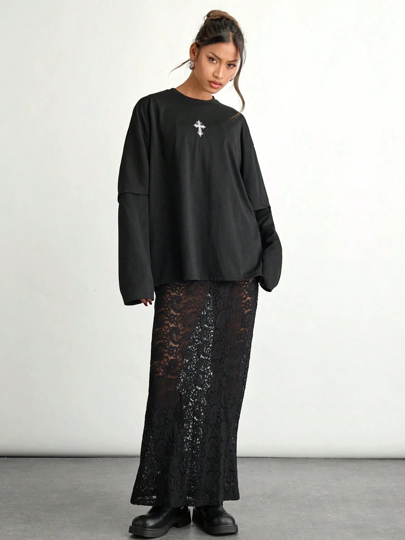 SXV Unisex Loose Fit Drop Shoulder Faux Round Neck Half Sleeves T-Shirt