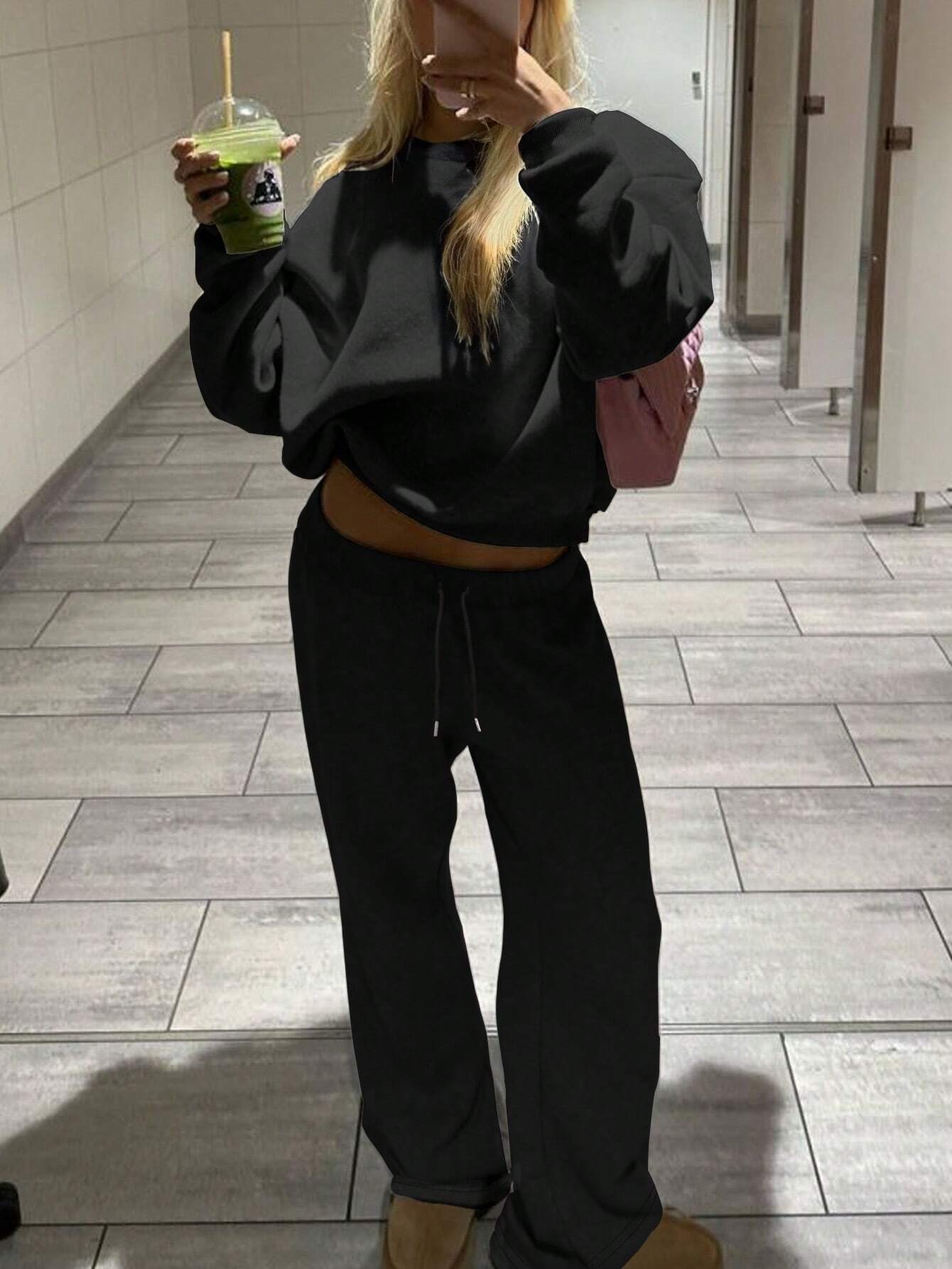 SXV solid coords Drop Shoulder Sweatshirt & Sweatpants Set