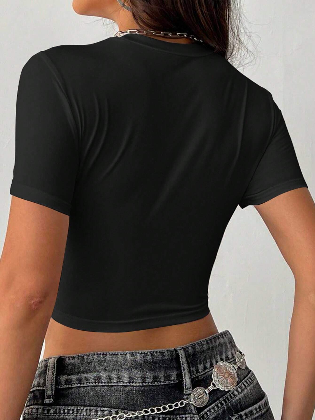 SXV Women's Slogan Printed Short Sleeve Crop Top, Summer A LITTLE BIT DRAMATIC Graphic Tees Women Tops