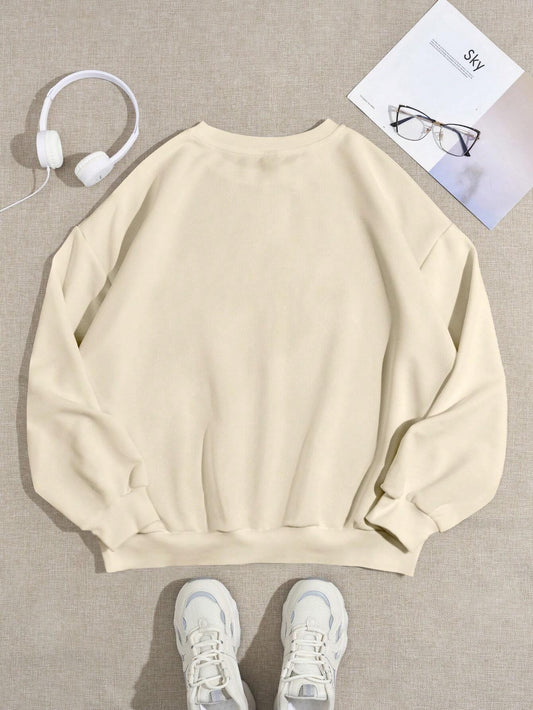 SXV Casual Braids Punk Tattoo Graphics Round Neck Loose Fit Women Sweatshirt