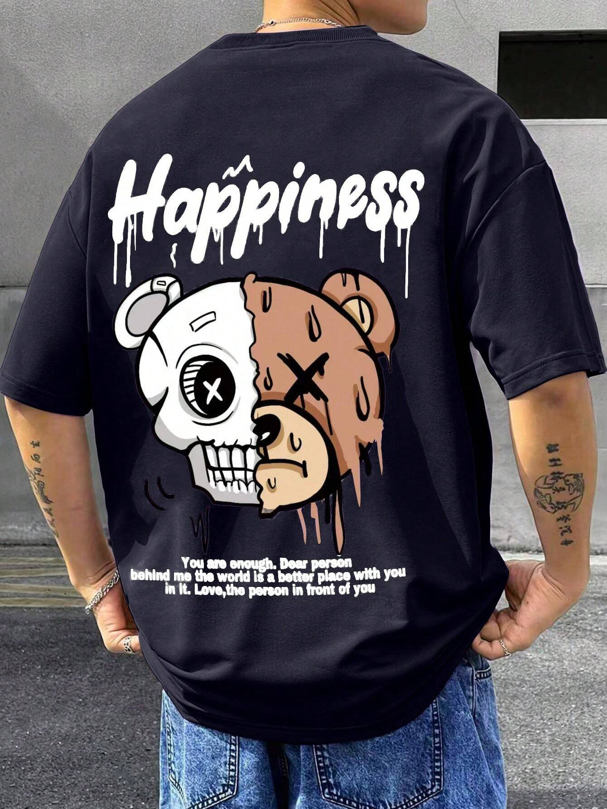 SXV 'Happiness’ Printed Cool Aesthetic Oversized Baggy T-shirt