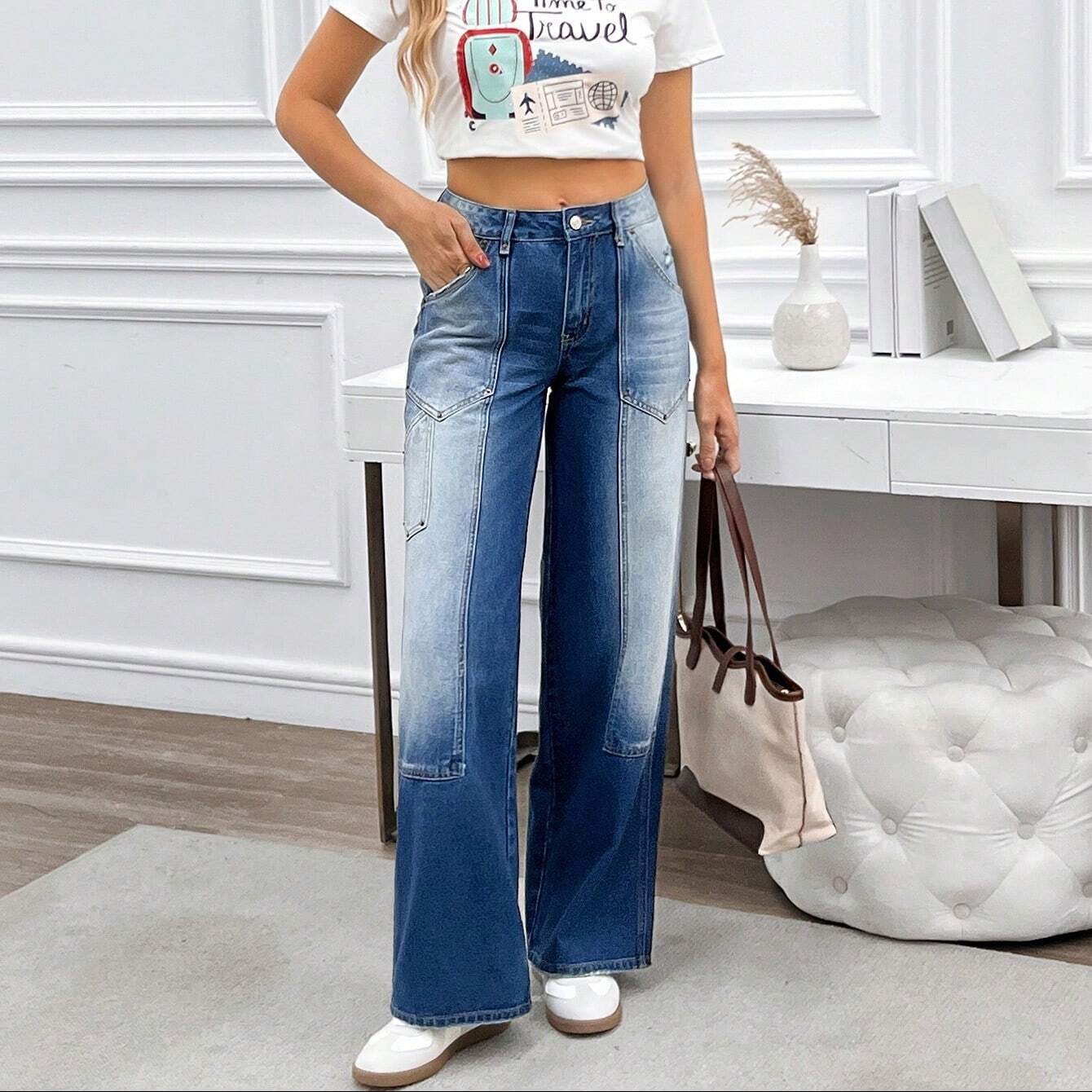 SXV time to travel Luggage Print Short Sleeve T-Shirt Graphic Tees Women