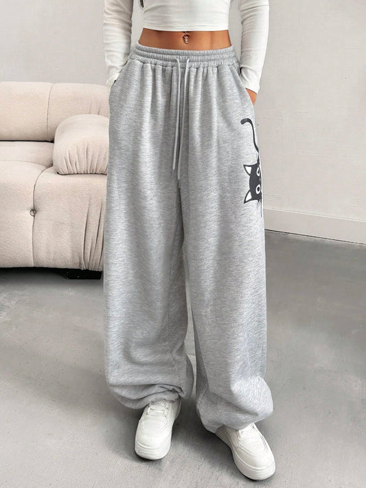 SXV Women's Animal Print Drawstring Casual Jogger Pants