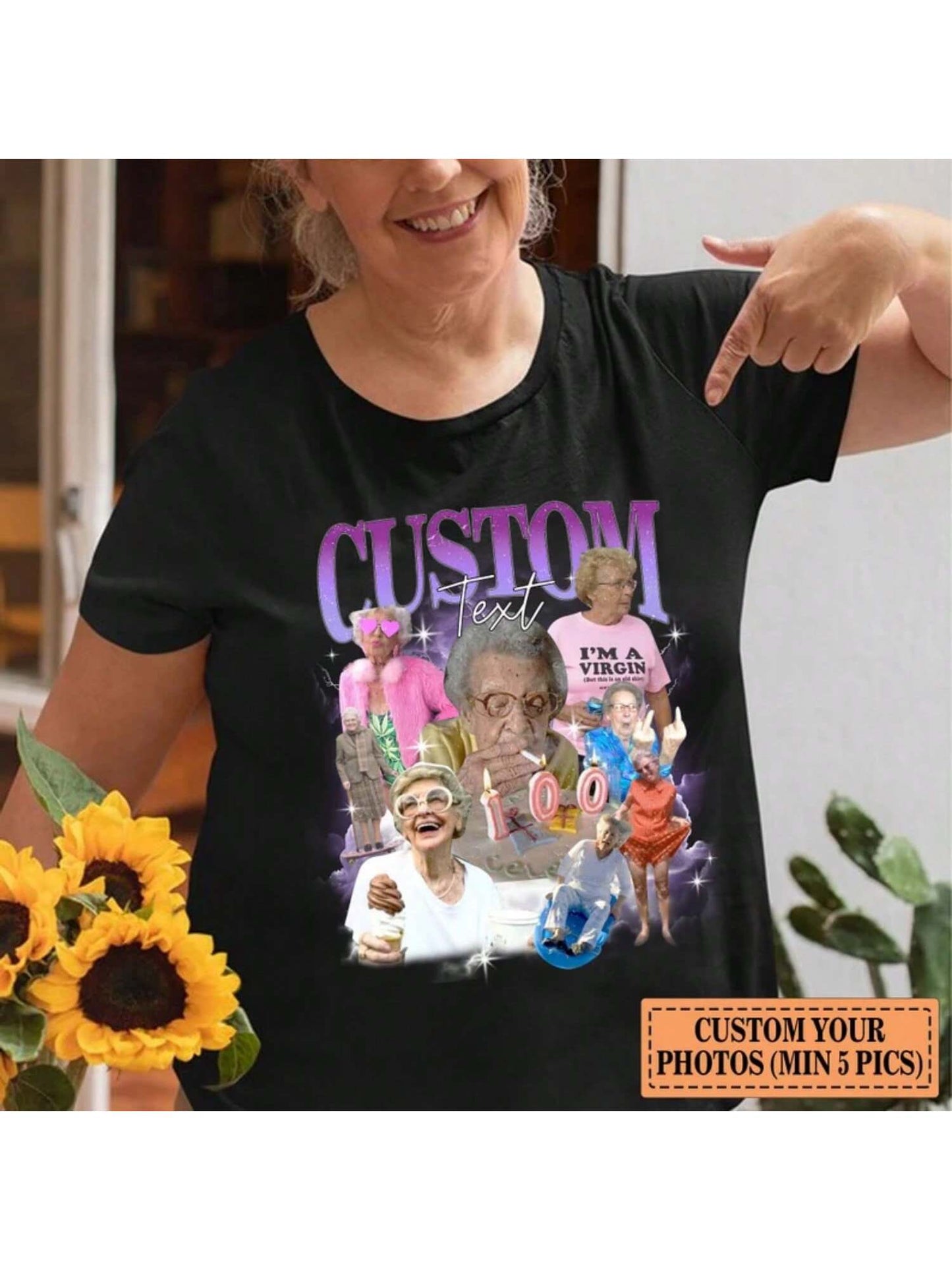 SXV Personalized Funny Photo Shirt, Custom Photo Vintage Shirts, Custom Your Own Photo Idea, Custom Image Shirt