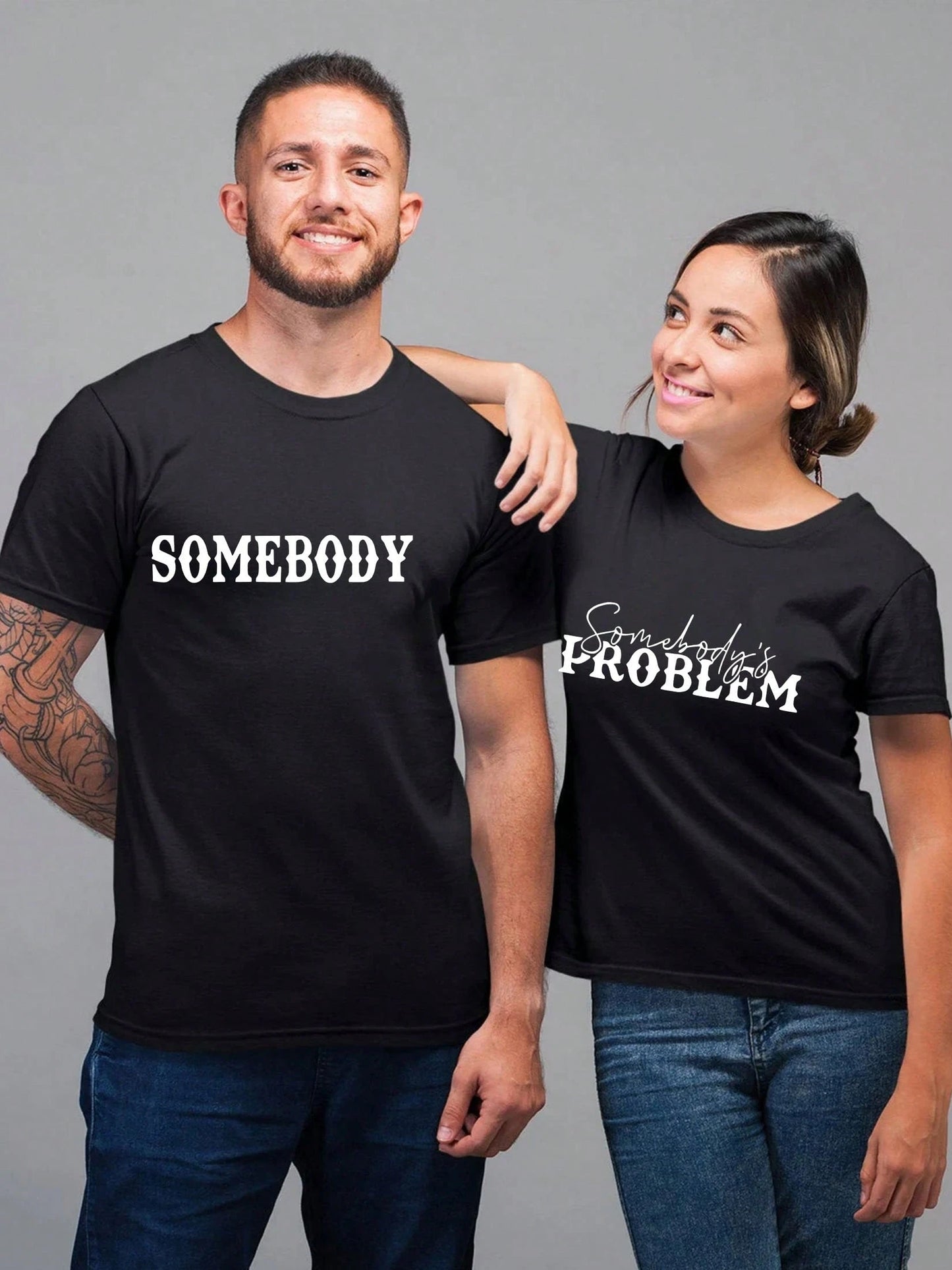 SXV SOMEBODY Couple Style Pure Cotton T-Shirt - The Perfect Choice For Valentine's Day And Special Occasions, Men's Comfortable Short Sleeved Round Neck T-Shirt