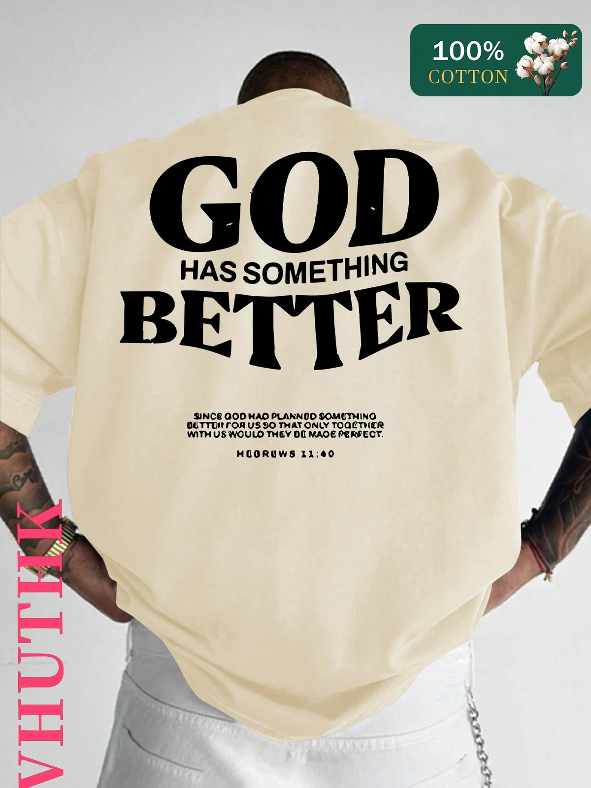 SXV Pure Cotton T-Shirt) Men's Summer Round Neck Short Sleeved Casual Pure Cotton Print GOD HAS SOMETHING BETTER