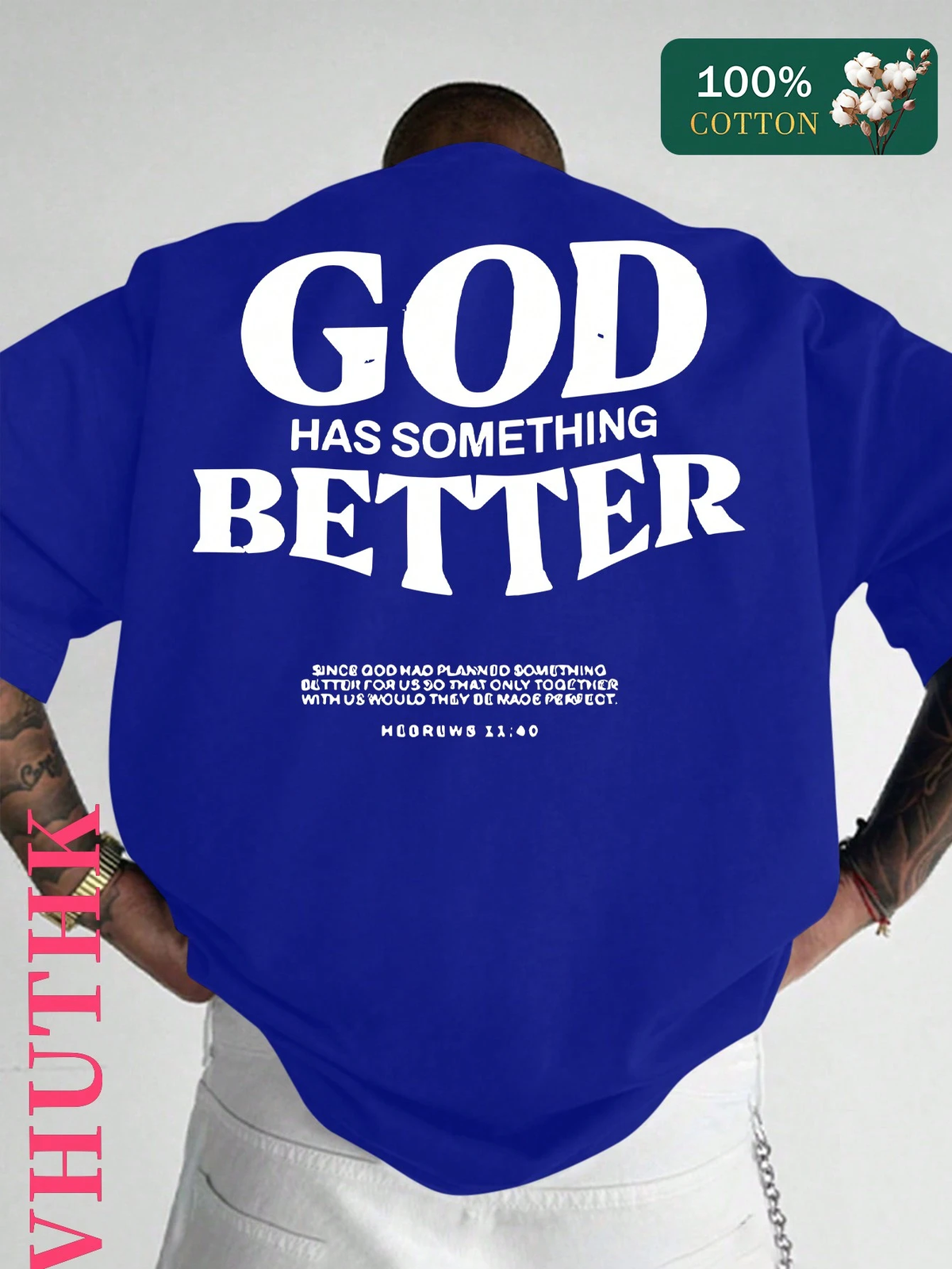 SXV Pure Cotton T-Shirt) Men's Summer Round Neck Short Sleeved Casual Pure Cotton Print GOD HAS SOMETHING BETTER