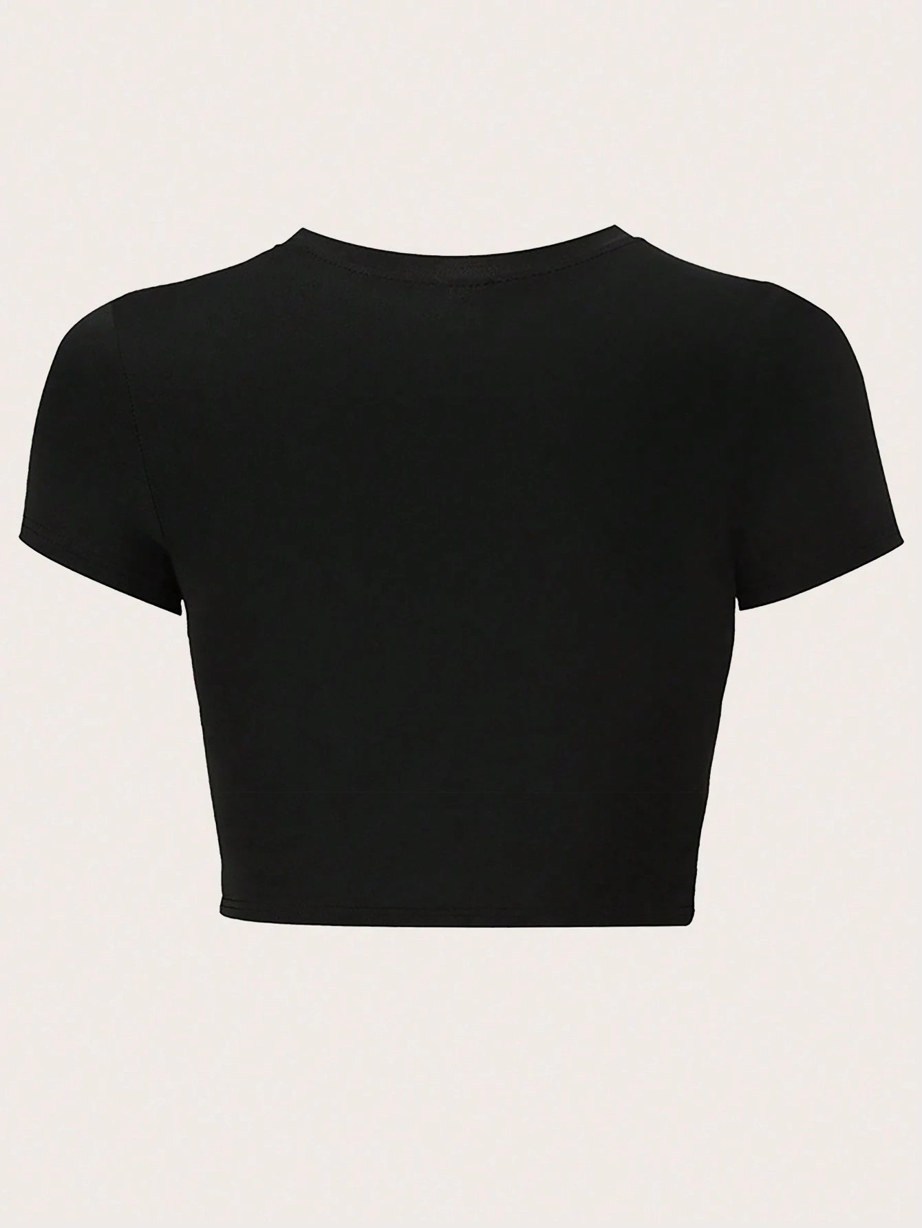 SXV women's Summer Midriff-Baring Pink Slogan Cropped T-Shirt, Black Short Sleeve