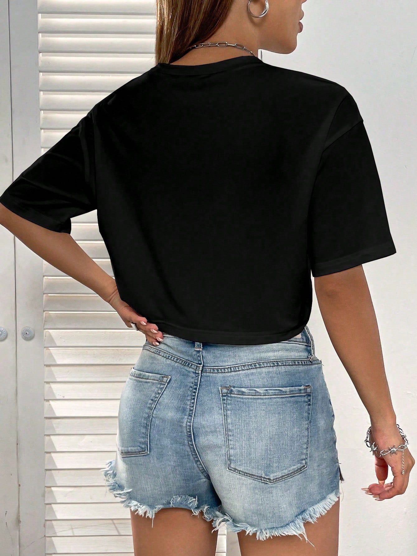 SXV Brooklyn Letter Graphic Drop Shoulder Tee Graphic Tees Women Tops